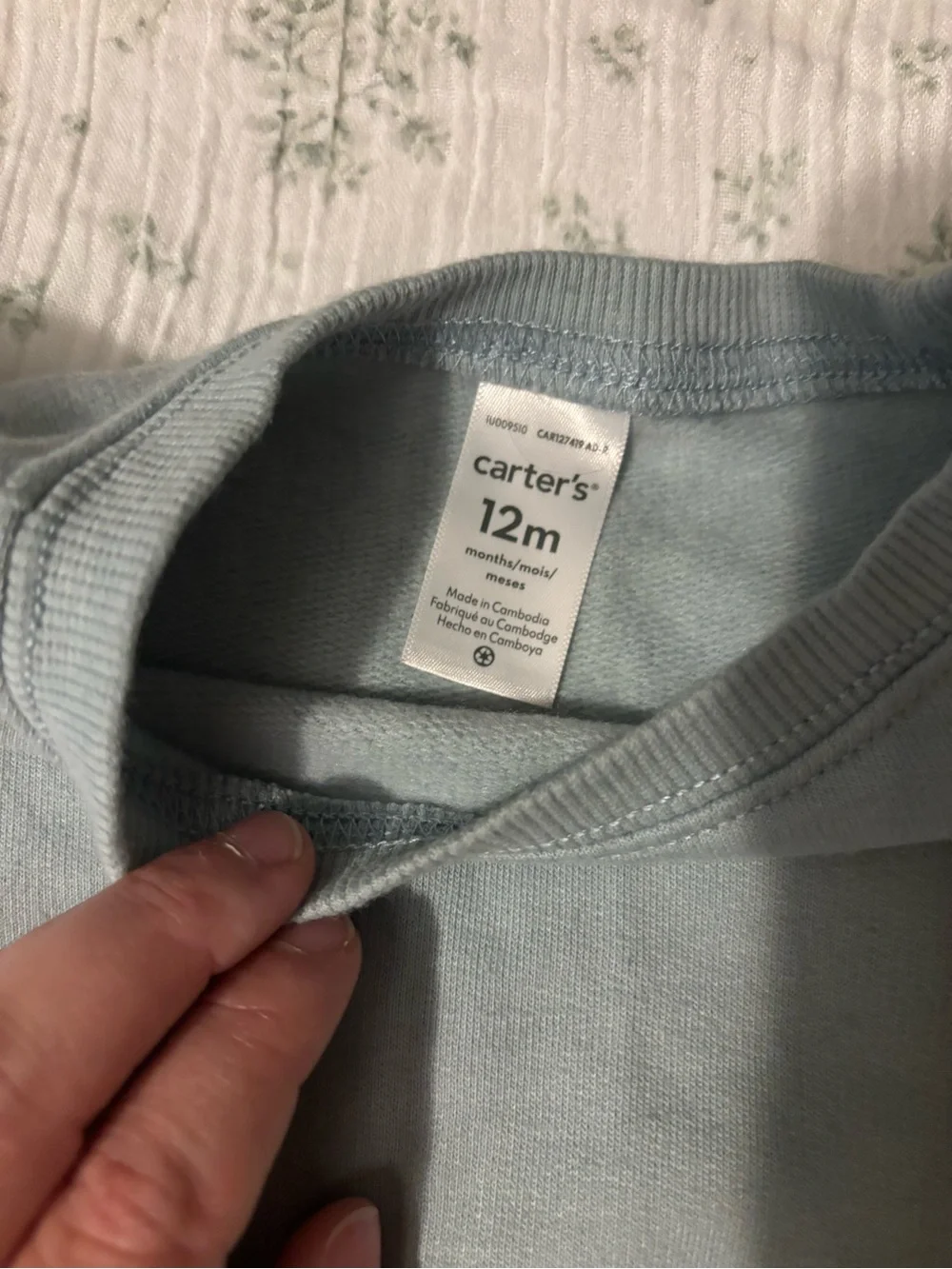 Carter's Light Blue Mountain Embroidered Sweatshirt & Black Joggers